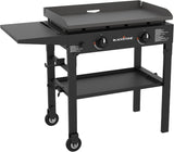 BLACKSTONE 1883 Original 28” Griddle with Integrated Protective Hood and Counter Height Side Shelves, Powder Coated Steel, Black